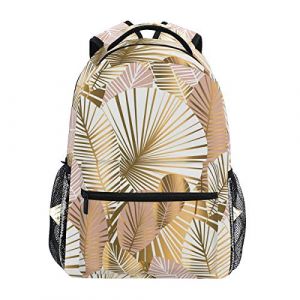 Mnsruu Sac à Dos d'école de congé Tropical doré pour garçon, Fille, Sac de Voyage, Sac de Voyage, Cartable, Taille unique (AABAO, neuf)
