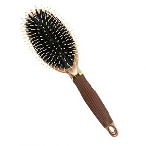 TOVINANNA Brosse à Cheveux Antistatique Élargie en Poils de Sanglier Peigne Démêlant Ovale Manche en Plastique 1 Pièce pour Cheveux Bouclés et Crépus (Qieiyi, neuf)
