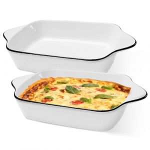Set de plats &agrave; gratin 2 pi&egrave;ces, moule &agrave; lasagnes 26,7 cm, plat &agrave; gratin en c&eacute;ramique, plat rectangulaire, petit moule lisse pour four pour lasagnes, cuisson, cuisine gastronomique, r&eacute;sistant &agrave; la (lovehomevp, neuf)