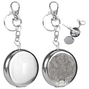 LACHT 2 Pcs Cendrier De Poche Portable, Mini Cendrier Inox Avec Couvercle Et Porte-Cl&eacute;s Pour Voyage, Camping Et Activit&eacute;s Ext&eacute;rieures, Design Moderne Argent&eacute;. (candy27seven, neuf)