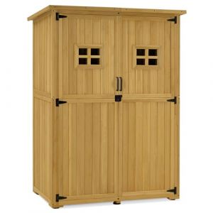 M MCombo Armoire de Jardin en Bois, Petite Maison de Jardin résistante aux intempéries, abri de Jardin Outdoor, pour l'extérieur Balcon Terrasse, 59×127×168 cm, 0912D-F (Nature) (Pfillo, neuf)