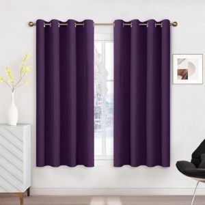 Runy&eacute;la Rideau Occultant Thermique Isolant Anti Froid 120x140 (LxH), Lot de 2 Rideaux Fen&ecirc;tre Opaques Violet Fonc&eacute; &agrave; Oeillets Anti Chaleur UV Bruit, Int&eacute;rieurs Decoration Dressing Salon Chambre Maison (Runi-EU, neuf)