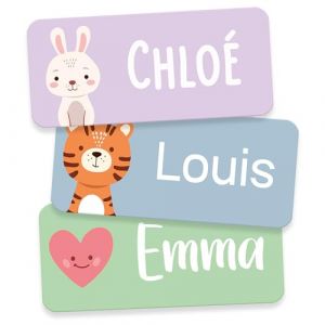 StiKiddo&reg; &Eacute;tiquettes Autocollantes Personnalis&eacute;es - 120 &Eacute;tiquettes V&ecirc;tement Enfant Adh&eacute;sives, Imperm&eacute;ables, Lavables en Machine - Marron (MELU Kids, neuf)