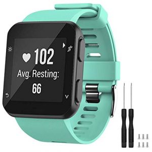TopPerfekt Bracelet de montre Compatible avec Garmin Forerunner 35, de Remplacement en Silicone Souple pour Garmin Forerunner 35 Smart Watch, Fit 5.11-9.05" (130-230mm) Poignet Sarcelle(Boucle Noire) (TopPerfekt FR, neuf)