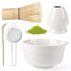 5 Pièces Matcha Kit, Ensemble à Matcha, Kit à Matcha, Avec Cuillere Matcha, Bol Matcha Bec Verseur, Fouet a Matcha, Support de Fouet à Matcha, Tamis à Matcha, pour La Cérémonie Du Thé Matcha (C) (Gerbala Trading Kft., neuf)