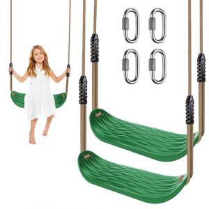BeneLabe 2pcs Balancoire Extérieur, Siège Balançoire Arbre Interieur Plastique Dur Balancoire Réglable Corde 130-200cm Mousqueton pour Ans Bébé/Enfant/Adulte/Adolescent, Ondulations l'eau Verte/113kg (besthouse, neuf)