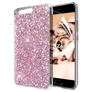 OKZone Coque Huawei P10, Mince &Eacute;tui en Silicone Souple Paillette Strass Brillante Bling Bling Glitter de Luxe,Flexible Plein-Corps TPU Bumper Housse Etui de Protection pour Huawei P10 (Rose) (OKZone EU Store, neuf)