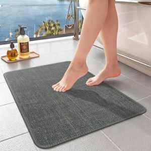 Tapis de Bain Antid&eacute;rapant,Doux Douche S&eacute;chage Rapide,Tapis &agrave; Poils Courts pour Sol de Bain,Tapis Salle de Bain Absorbant pour Baignoire, Douche, Chambres (Gris Fonc&eacute;, 60x120cm) (Solic, neuf)