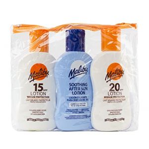 Malibu Set de voyage 1 crème solaire SPF15 100 ml 1 crème solaire SPF20 100 ml 1 après soleil 100 ml (Utopia France, neuf)