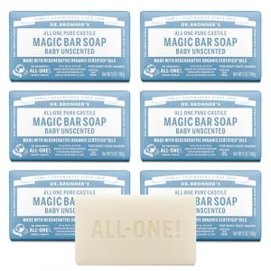 Dr. Bronner - Savon magique de &laquo;Pure-Savon de Castille, All-un b&eacute;b&eacute;-doux, Bars 5 onces non parfum&eacute;es (pack de 6) (Ponera, neuf)