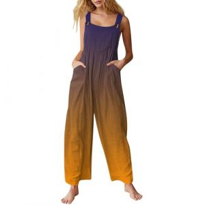 Combinaison Jean Femme Robe Salopette Femme Salopette Ample Décontractée pour Femmes avec Bretelles Réglables avec Poches Combinaison Pantalon Femme Salopettes Femme (Marron,5XL) (EZJOBLA(7-12 days delivery), neuf)