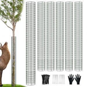 chicarry Lot de 6 protections de tronc d'arbre en métal de 121,9 cm avec attaches zippées, piquets, protection extensible pour tronc d'arbre contre les cerfs, tondeuses, animaux (lot de 6) (Pu tian shi suo su mao yi you xian gong si, neuf)