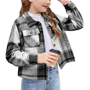 Arshiner Filles Chemise à Carreaux Enfants Automne-Hiver Shirts Manches Longues Confortables Tendance Décontractée Veste pour Fille 12-13 Ans (Arshiner Store, neuf)
