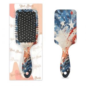 Mexpekil Brosse &agrave; cheveux de massage pour homme et femme - Brosse &agrave; pagaie d&eacute;m&ecirc;lante pour cheveux humides ou secs - Peignes &agrave; coussin d'air doux (drapeau &eacute;toil&eacute; abstrait) (HSYOYO, neuf)