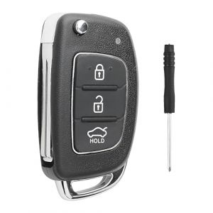 BouGPeng Coque de Cl&eacute; de Voiture Compatible avec Hyundai i10 i20 i30 i40 ix20 ix30 ix25 ix35 ix45 ix55 Santa Fe Tucson Elantra Accent 3 Boutons de T&eacute;l&eacute;commande Remplacement Bo&icirc;tier Cl&eacute; de Voiture (JUTong, neuf)