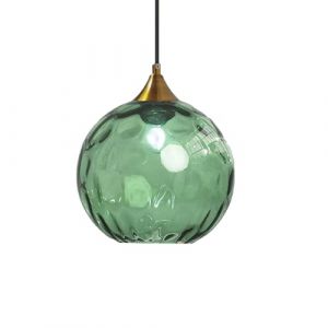 ZTTECH Suspension en Vert Ambre 200 mm Style Vintage avec Douille en Métal Doré Bronze E27 Lampe Suspendue pour Îlot de Cuisine Salle à Manger Chambre Salon (Vert, 200mm) (YiChangXiongYingDianZiShangWuYouXianGongSi, neuf)
