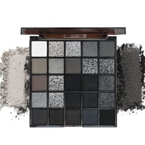 Fard &Agrave; Paupi&egrave;res &ndash; 25 G, Fard &Agrave; Paupi&egrave;res Noir Mat, Application &Eacute;tendue | S&eacute;lection Accrocheuse, Poudre Press&eacute;e Pour Les Yeux Fum&eacute;s, Palette Longue Dur&eacute;e, Imperm&eacute;able, Hautement Pigment&eacute;e, Noir, Blanc (JeAox, neuf)