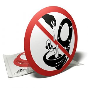 Autocollant pour cuvette de toilettes - Ne rien jeter dans les WC - 6 stickers ronds - 9,5cm (imaggge. com, neuf)