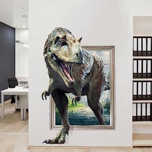 Sticker mural 3D dinosaure pour enfants, garçons, chambre à coucher, salle de jeux, bébé, chambre d'enfant, maison d'enfant, décoration murale, cadeau autocollant de porte (SGEU, neuf)