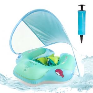 ACTOYS Bouee Bebe, Baby Float Bouée pour Bébé, Bouee Enfant, Bouee Pisicne Bebe, Bouee Bebe avec Pare Soleil, Bouée pour Enfant, Bouée de Natation Gonflable (Vert, L : 12-36 Mois) (FEYUZ, neuf)