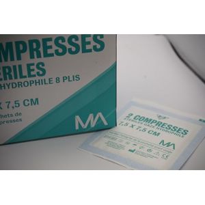 MEDIKA69- lot 600 Compresses St&eacute;riles Tiss&eacute;es ou gaze 5X5 7.5 X 7.5 10 x 10 cm &ndash; Les compresses st&eacute;riles tiss&eacute;es Medika69 sont con&ccedil;ues pour le nettoyage lot 600 (7.5 X 7.5 NON TISSE, 1200, unit&eacute;) (medika69, neuf)