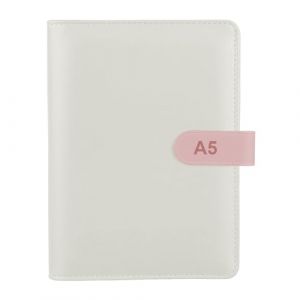 Classeur &agrave; Anneaux A5 en Cuir - Couverture Rechargeable &agrave; 6 Anneaux pour Papier de Remplissage A5 - Classeur Budget Planner pour L'&eacute;cole, la Maison, le Bureau (Papier Int&eacute;rieur non Inclus) Blanc (INCNMAD, neuf)