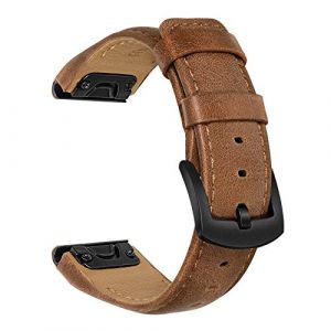 TRUMiRR Remplacement pour Fenix 6S/5S Bracelet de Montre, 20mm Bande de Montre Facile à Retirer Bracelet en Cuir de Vachette véritable pour Garmin Fenix 6S Pro/Pro Solar/Sapphire/5S Plux/5S Sapphire (Trumirr Tech, neuf)