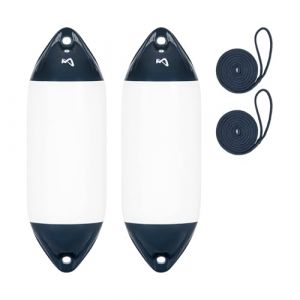 Mesle Pare-Battage Ultra Pack de 2 avec Corde, ø 29 cm | 77.5 cm Long, Défense de Bateau Yacht Jet-Ski, Bouée Pare Battage cylindrique Gonflable (Mesle Watersports, neuf)