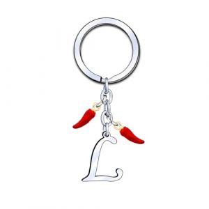 YUANSI Porte-clés Initial A-Z, Pendentif Décoratif Piment, Cadeau pour Femme Homme, Anniversaire Noël (L) (pingxiangshiyuansidianzishangwuyouxiangongsi, neuf)