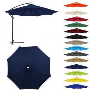 HonunGron Auvent De Remplacement pour Parasol 2,0/2,3/2,5/2,7m/3,0m, 6 Baleines/8 Baleines Toile De Parasol Déporté Remplacement Pour Cour,Jardin,Plage, Protection UV 50+ (2.3m-8 ribs,Bleu Marine) (HonunGron, neuf)