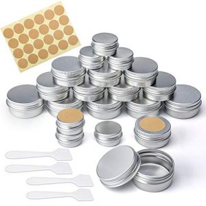 20 Stück Pots en Aluminium avec Cuvercles, Boite Metallique Ronde, Pots de Contenants Cosmétiques Vides avec Couvercles à vis, Mini Spatule, pour Bougies,Pommades, Cosmétiques(20ml 10ml 5ml) (Zhenle Fishing Tackle Company, neuf)