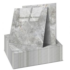 OJTOJT - Lot de 22 stickers muraux autocollants, Peel and Stick Tiles 30 x 30 cm, imperm&eacute;ables et anti-taches, d&eacute;coupables, 4 couleurs, pour salle de bain, cuisine, salon (Gris Pierre) (OJTOJT, neuf)