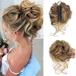 Chignon, Perruque tête sphérique mode femme grosse poignée longue barbe cheveux bouclés en désordre Bague chignon cheveux bouclés femme sac pour femmes(Golden Brown) (tanjianbo, neuf)