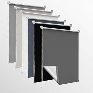 Homland Store Occultant sans Per&ccedil;age, 55l x 100L cm (Largeur du Tissu 50cm) Rideaux Occultant avec Rev&ecirc;tement d'argent, Isolation Thermique, Installation Simple, pour Chambre, Salon, Gris Fonc&eacute; (TimeLessA, neuf)