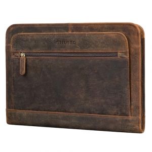 STILORD 'Elton' Conf&eacute;rencier A4 Cuir V&eacute;ritable Vintage Organiseur Porte-Documents Housse pour MacBooks de 13,3 Pouces Classeur Portfolio en Cuir, Couleur:Kreta - Brun (STILORD Cuir, neuf)