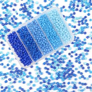 TOAOB 1500pcs Perles de Rocaille en Verre 3mm Bleu Perles pour Bracelet en Ronde 50g pour Bricolage Bracelets Collier Fabrication de Bijoux (uktoaob, neuf)