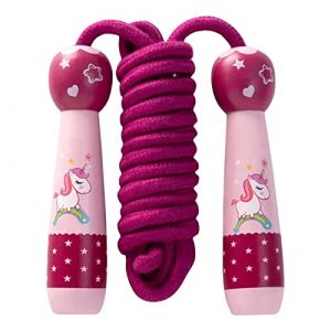 Corde à Sauter, Corde a Sauter enfant Fille Cadeau à Sauter pour enfants, 2.6 m Corde à Sauter Avec Poignée Antidérapant en Bois pour enfants Enfants Garçons Filles pour l'Exercice Fitness Training(C) (Aee store, neuf)