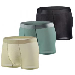 LNFINTDO Lot de 3 Boxer Homme Sexy Doux Soie de Glac&eacute;e Maille Cale&ccedil;on Anti-frottement Respirant sous-v&ecirc;tement Cool Dry Confortale Boxers pour Homme (LNFINTDO CLOTHING, neuf)