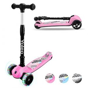 YOLEO Trottinette Enfants Pliable, Trottinette 3 Roues avec LED Roues Plateau Antidérapant, Patinette réglable en Hauteur, Trottinettes Classiques Enfant, Scooter pour Enfants (YJL GrowTime EU, neuf)