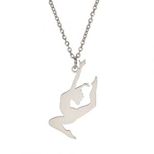 EUEAVAN Collier pendentif Gymnaste inspirant Ballet Ballerina Sports Danse Solo USA Gymnastique Team Tour de cou Bijoux Fille Femme Entra&icirc;neur Fille (Gymnastique argent 1) (EUEAVAN, neuf)