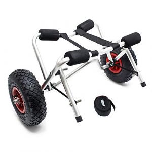 WilTec Chariot de Transport Pliable pour Kayak Canoë - Charge Max. 68 kg - avec Sangle de sécurité - Remorque pour bâteau et Planche de Surf, matériel Porte-Kayak (Wiltec Wildanger Technik GmbH, neuf)