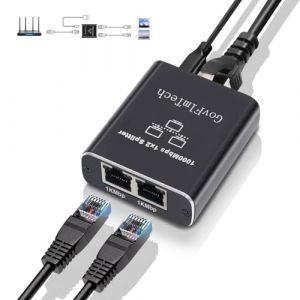 Switch LAN 2 Port, Splitter Ethernet 1 à 2 1000 Mbps, Switch RJ45 Splitter 1000 Mbps pour Ordinateur, Routeur, Commutateur, Hub, Télévision Numérique, etc. (RYZFTRADE, neuf)