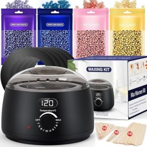 Chauffe Cire Epilation Kit D'épilation à la cire: Appareil a Cire avec LED Écran, 400g Epilation Perle, 30 Spatules, D'épilation à Domicile Kit Pour Tous Les Types de Cheveux (jinkangmaoyi, neuf)