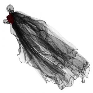 DEARMAMY Voile De Costume De Mari&eacute;e Morte : Coiffe En Dentelle Noire Avec Roses Pour F&ecirc;te D'halloween, Accessoires De Cosplay De Gothique, Robe Voile De Mari&eacute;e (Liiane, neuf)