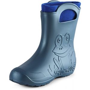 Ladeheid Bottes de pluie femme l&eacute;g&egrave;res imperm&eacute;ables en mousse EVA avec doublure chaude motif grenouille semelle antid&eacute;rapante poign&eacute;es faciles &agrave; enfiler LA-CA-12 (Bleu M&eacute;tallis&eacute;-2, 38/39 EU) (Hisert, neuf)