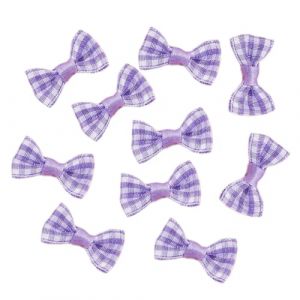 Anevous Lot de 100 nœuds à carreaux en tissu - Décoration pour cheveux - Pour pinces à cheveux DIY - Emballage cadeau de Noël - Violet clair (Anevous, neuf)
