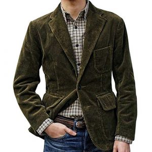 Veste Blazer Homme Veste en Velours C&ocirc;tel&eacute; D&eacute;contract&eacute; Slim Fit Veste de Costume Homme Casual L&eacute;g&egrave;re pour Les Affaires El&eacute;gant Formel pour Mariage Business Soir&eacute;e (NiceYear, neuf)