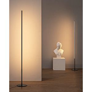 EDISHINE 2 PCS Lampadaire LED sur Pied Salon, 147cm Dimmable Colonne Lumineuse, 3000K Blanc Chaud, Moderne Lampe D'Ambiance, Interrupteur au Pied, Decoration Intérieur pour Salle de Jeu, Noir (DewenwilsDirect, neuf)