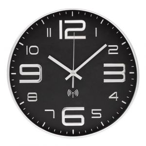 VINILITE Horloge Murale Radio Pilotée de 30cm avec Movement Silencieux et sans Tic-Tac Moderne Pendule Murale à Grands Chiffres pour Salon, Cuisine, Bureau, Chambre (HEYUANXH-EU, neuf)