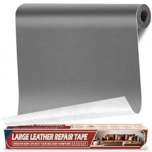 Patch de Réparation en Cuir Auto-adhésif, 43x200cm Simili Cuir Autocollant pour Canapé, Kit Reparation Simili Cuir pour Meubles, Sièges de Voiture, Chaise de Bureau, Siège de Bateau, Gris foncé (Cahomo, neuf)